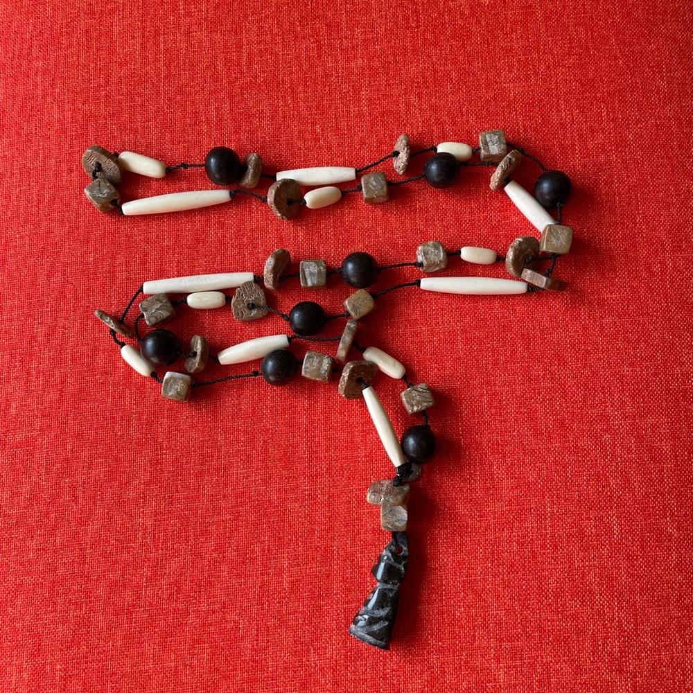 Bohemian Beaded Necklace - Black, Brown, White